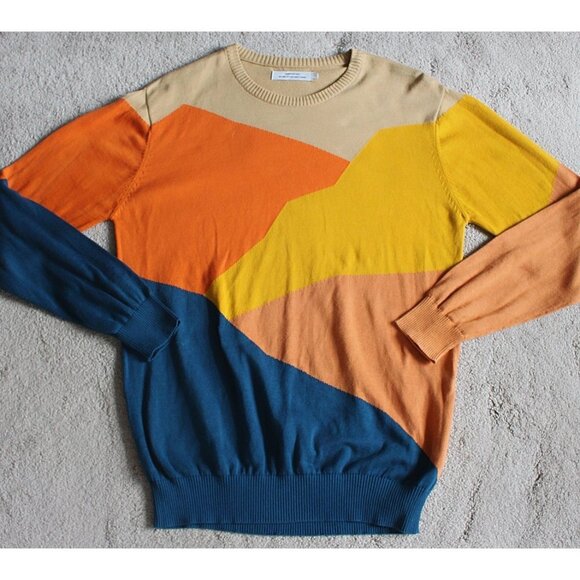 Dedicated. - Men's Mora Cut Mountain Pullover Sweater- Orange Multicolor, Large - Picture 7 of 11